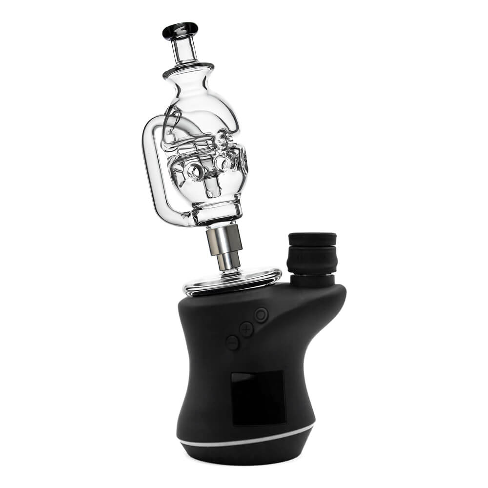 CaliBear Glass Converter with stainless steel threading for connecting Nectar Collector tips to Focus V Carta glass attachment.