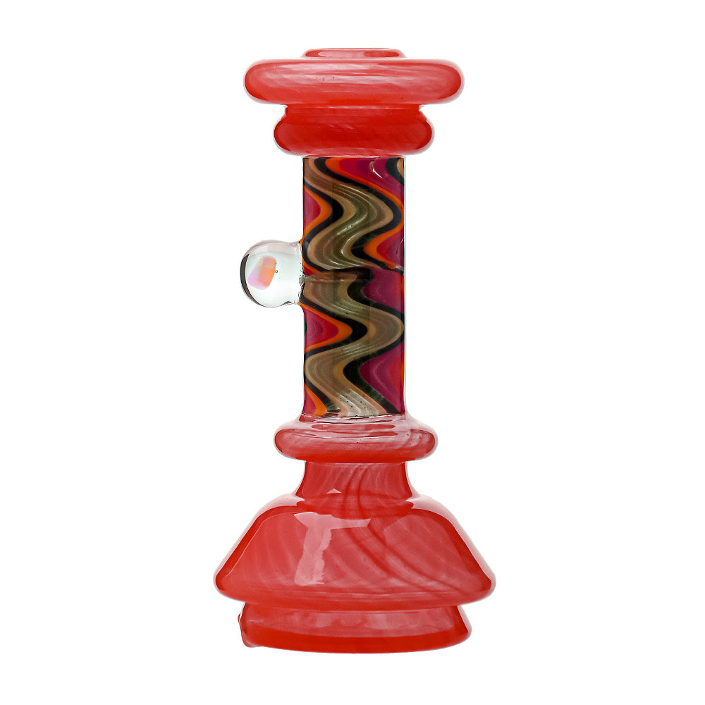 Six colorful CaliBear Wigwag dry top attachments for Focus V Carta featuring intricate swirling patterns and encased opals on a white background.