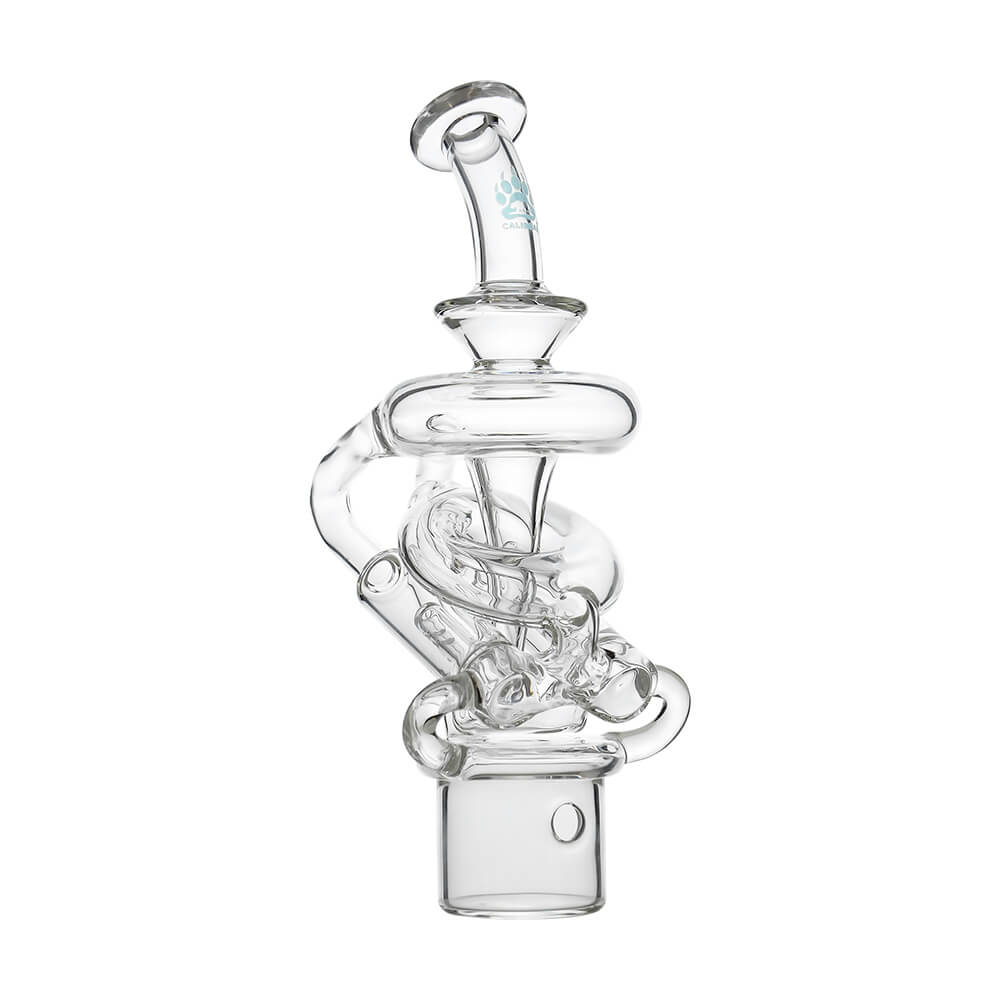 Calibear vortex recycler for Dr. Dabber Switch 2 — spinning tornado water circulation (in-hand size reference)