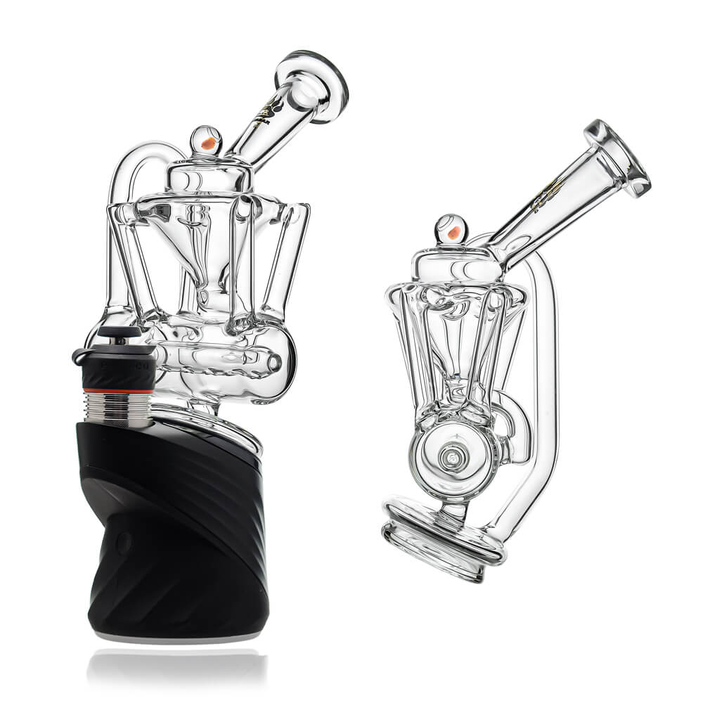 Calibear glass attachment for Puffco Peak — premium borosilicate glass (angle view)