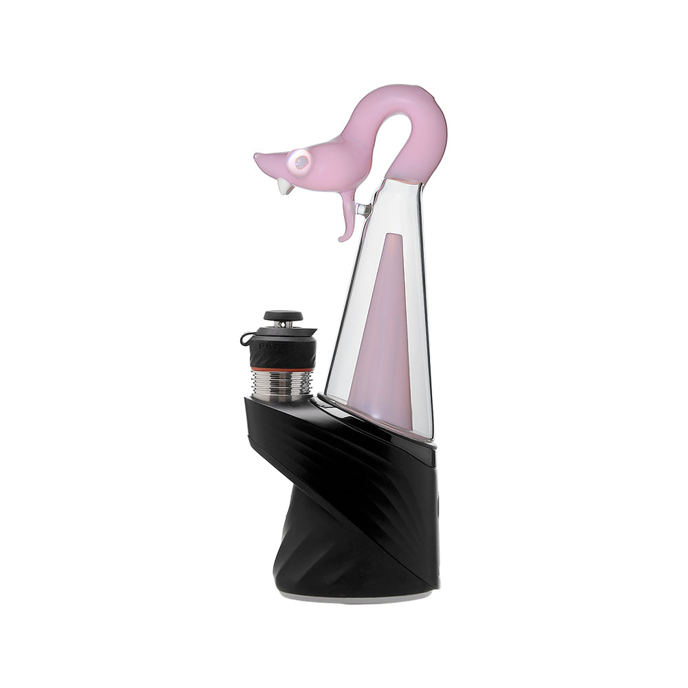 CaliBear Spirit Snake glass attachment for Puffco Peak OG and Pro with opal eyes and recycler water filtration, available in multiple colors.