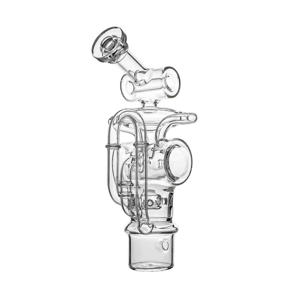 Calibear Swiss recycler for Dr. Dabber Switch 2 — Swiss-hole percolation (angle view)