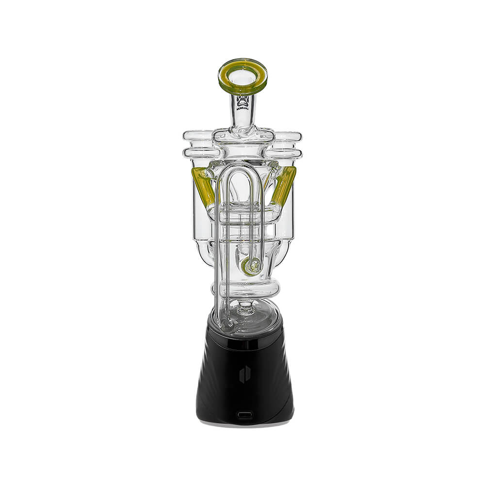 Calibear vortex recycler for Puffco Peak — spinning tornado water circulation (front view)