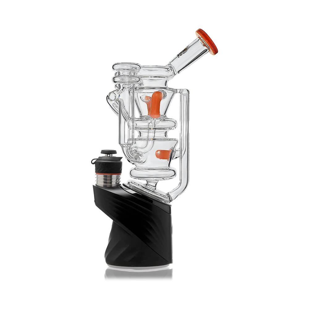 Calibear vortex recycler for Puffco Peak — spinning tornado water circulation (connection joint detail)