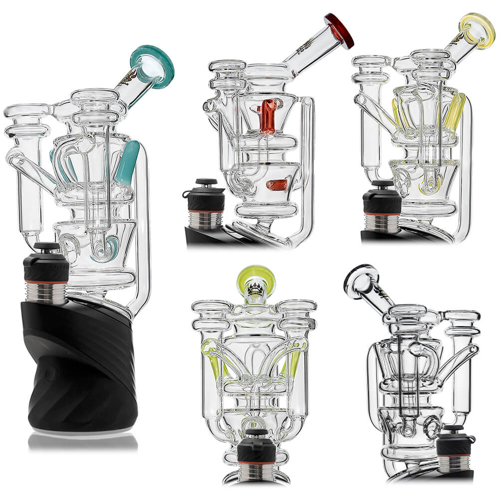 Calibear vortex recycler for Puffco Peak — spinning tornado water circulation (front view)