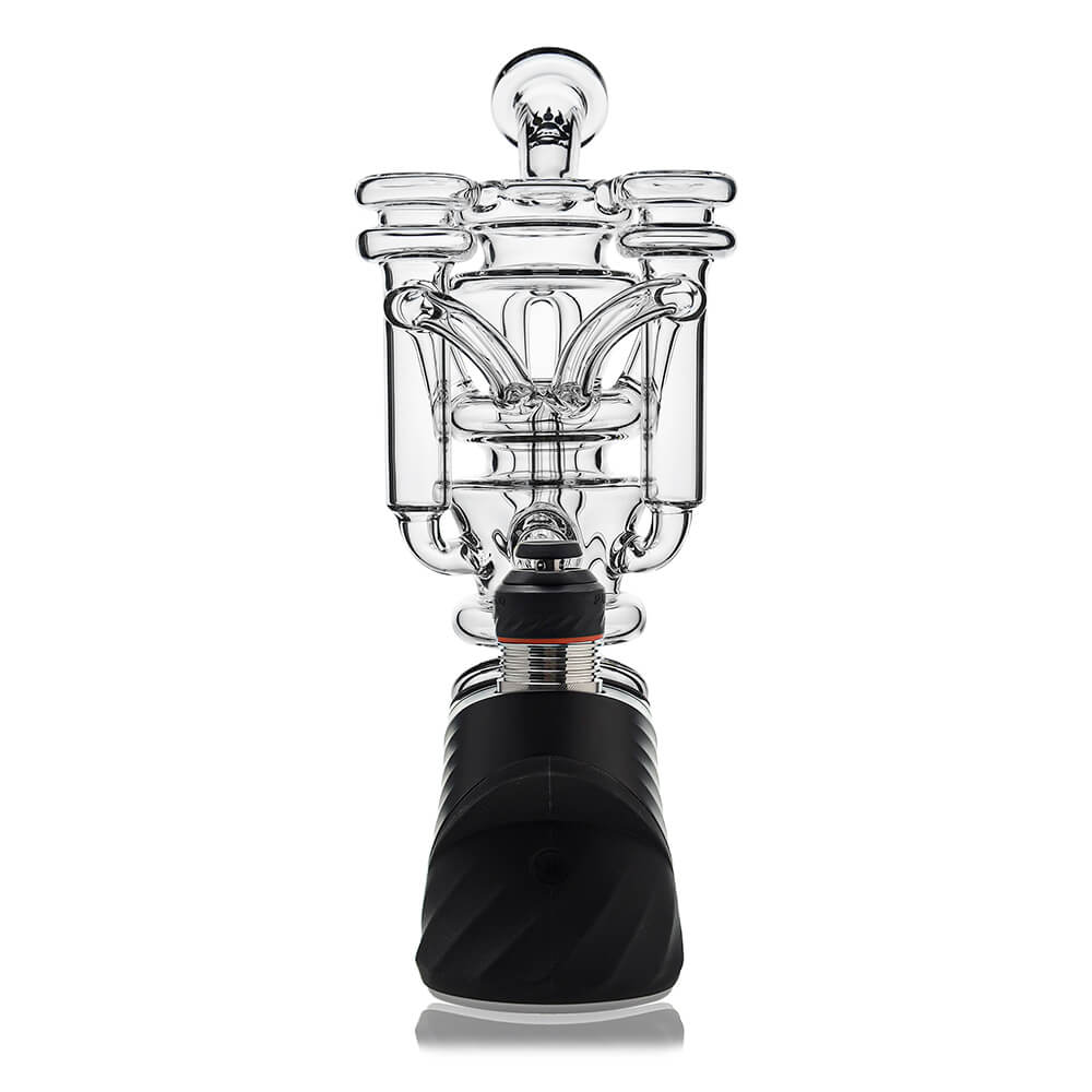 Calibear vortex recycler for Puffco Peak — spinning tornado water circulation (front view)