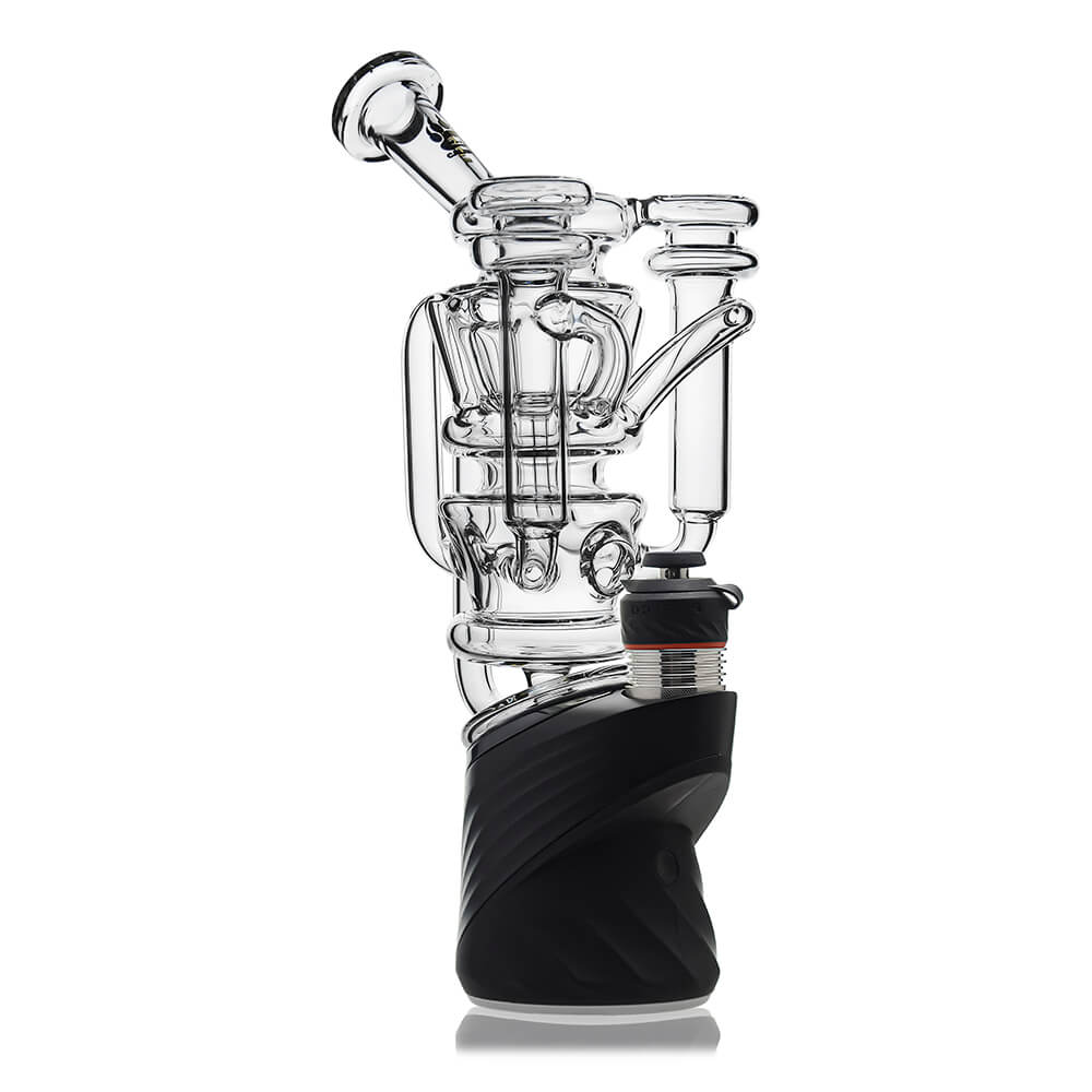 Calibear vortex recycler for Puffco Peak — spinning tornado water circulation (side profile)