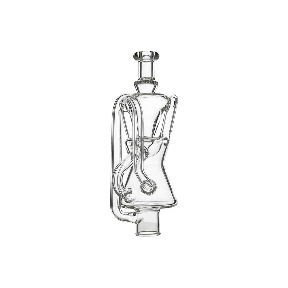 CALIBEAR Ghost²™ TWIST-FLOW RECYCLER GLASS TOP- Premium dr. dabber glass attachment from Calibear Glass. Ideal for dabbing, providing smooth hits and durability. Shop high-quality dab rigs, water pipes, bongs, erig glasses and glass smoking accessories at Calibear Glass. Elevate your smoking experience with a durable and stylish glass dab rig. Free shipping on all orders.