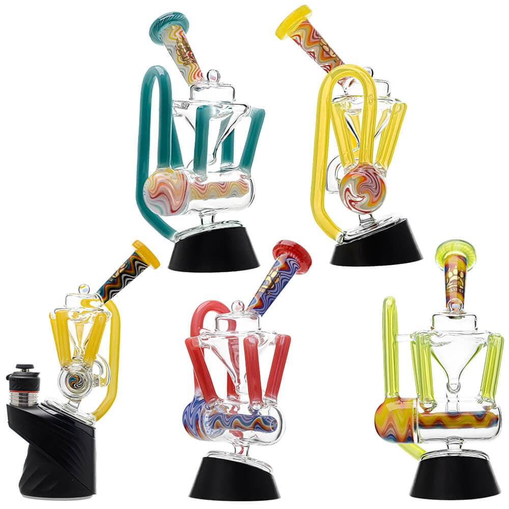 Calibear Inliner Recycler Puffco Peak Glass Attachment with Opal handcrafted wigwag borosilicate glass top for Puffco Peak