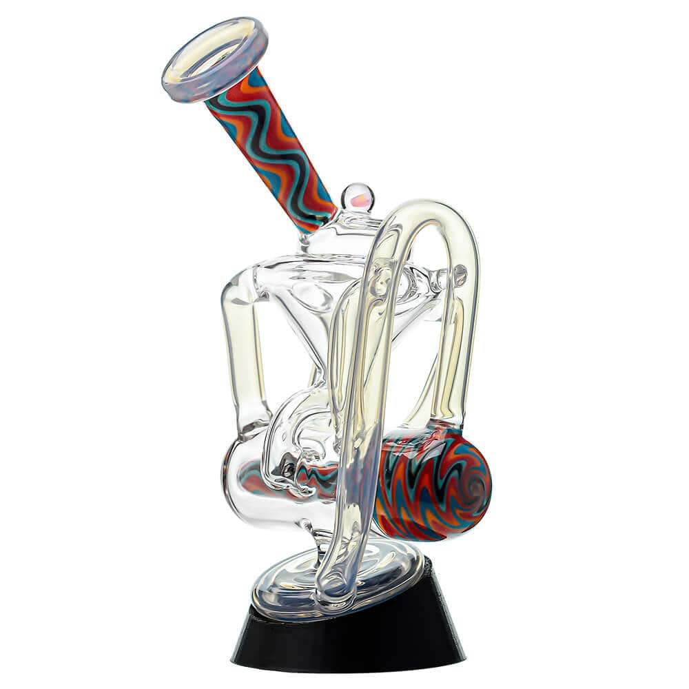 Calibear Inliner Recycler Puffco Peak Glass Attachment with Opal handcrafted wigwag borosilicate glass top for Puffco Peak