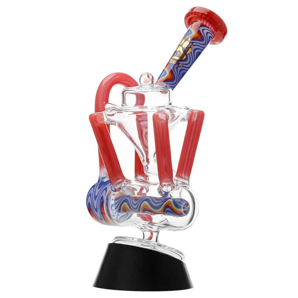 Calibear Inliner Recycler Puffco Peak Glass Attachment with Opal handcrafted wigwag borosilicate glass top for Puffco Peak