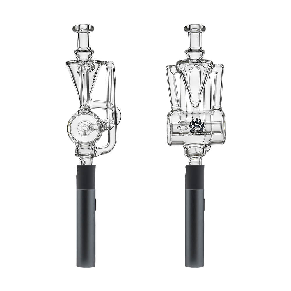 CALIBEAR INLINER RECYCLER PIVOT MOUTHPIECE- Premium dr. dabber glass attachment from Calibear Glass. Ideal for dabbing, providing smooth hits and durability. Shop high-quality dab rigs, water pipes, bongs, erig glasses and glass smoking accessories at Calibear Glass. Elevate your smoking experience with a durable and stylish glass dab rig. Free shipping on all orders.