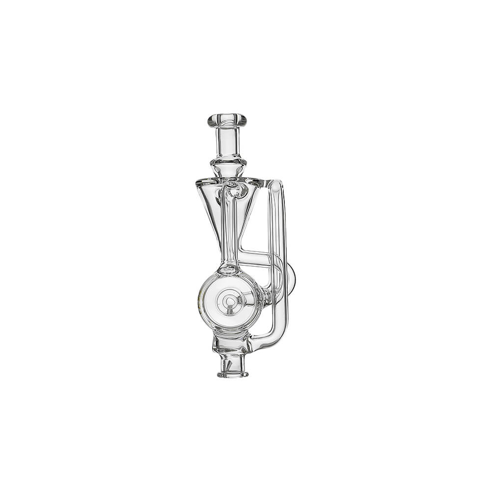 CALIBEAR INLINER RECYCLER PIVOT MOUTHPIECE- Premium dr. dabber glass attachment from Calibear Glass. Ideal for dabbing, providing smooth hits and durability. Shop high-quality dab rigs, water pipes, bongs, erig glasses and glass smoking accessories at Calibear Glass. Elevate your smoking experience with a durable and stylish glass dab rig. Free shipping on all orders.