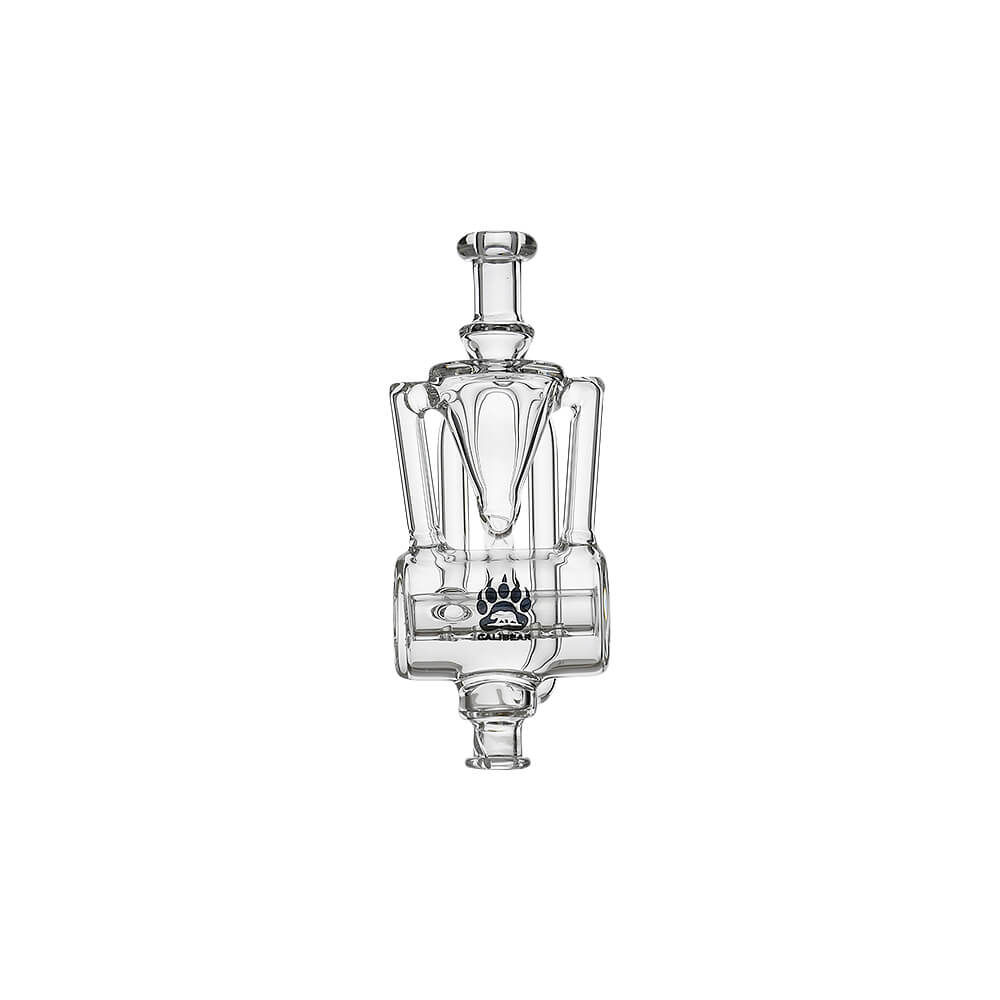CALIBEAR INLINER RECYCLER PIVOT MOUTHPIECE- Premium dr. dabber glass attachment from Calibear Glass. Ideal for dabbing, providing smooth hits and durability. Shop high-quality dab rigs, water pipes, bongs, erig glasses and glass smoking accessories at Calibear Glass. Elevate your smoking experience with a durable and stylish glass dab rig. Free shipping on all orders.