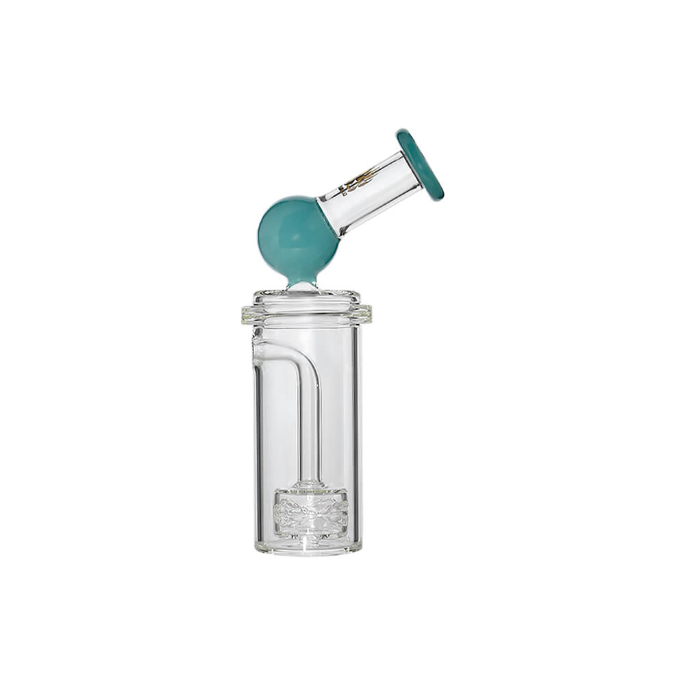 Calibear Curve Flow Sidecar glass attachment for Dr. Dabber Switch 2 featuring color-shifting Chameleon Pink glass and matrix percolator.