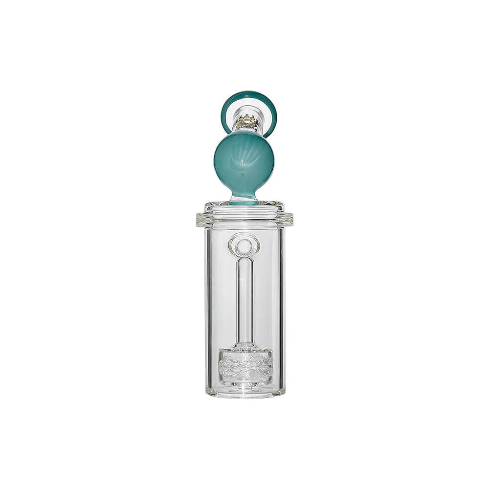 Calibear Curve Flow Sidecar glass attachment for Dr. Dabber Switch 2 featuring color-shifting Chameleon Pink glass and matrix percolator.