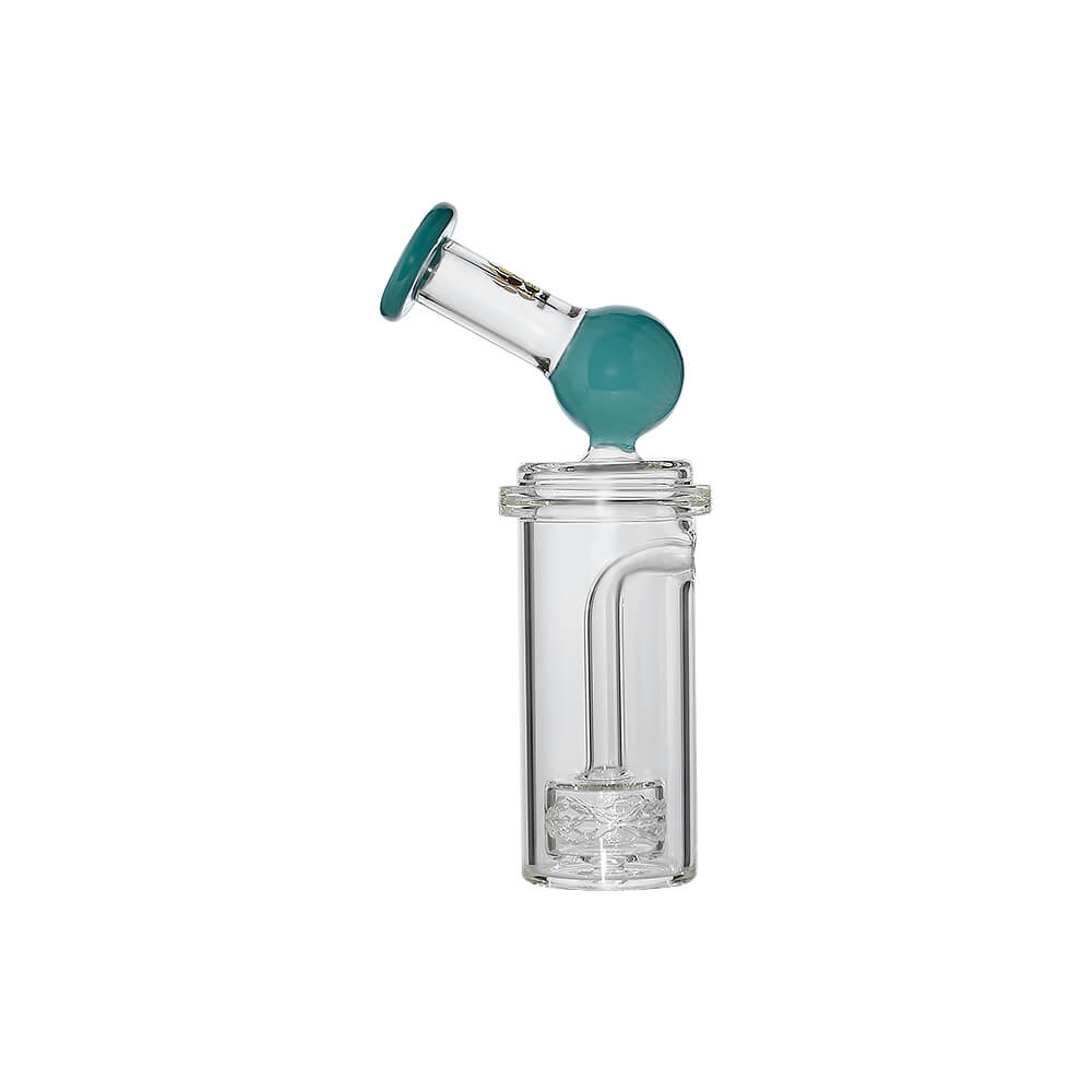 Calibear Curve Flow Sidecar glass attachment for Dr. Dabber Switch 2 featuring color-shifting Chameleon Pink glass and matrix percolator.