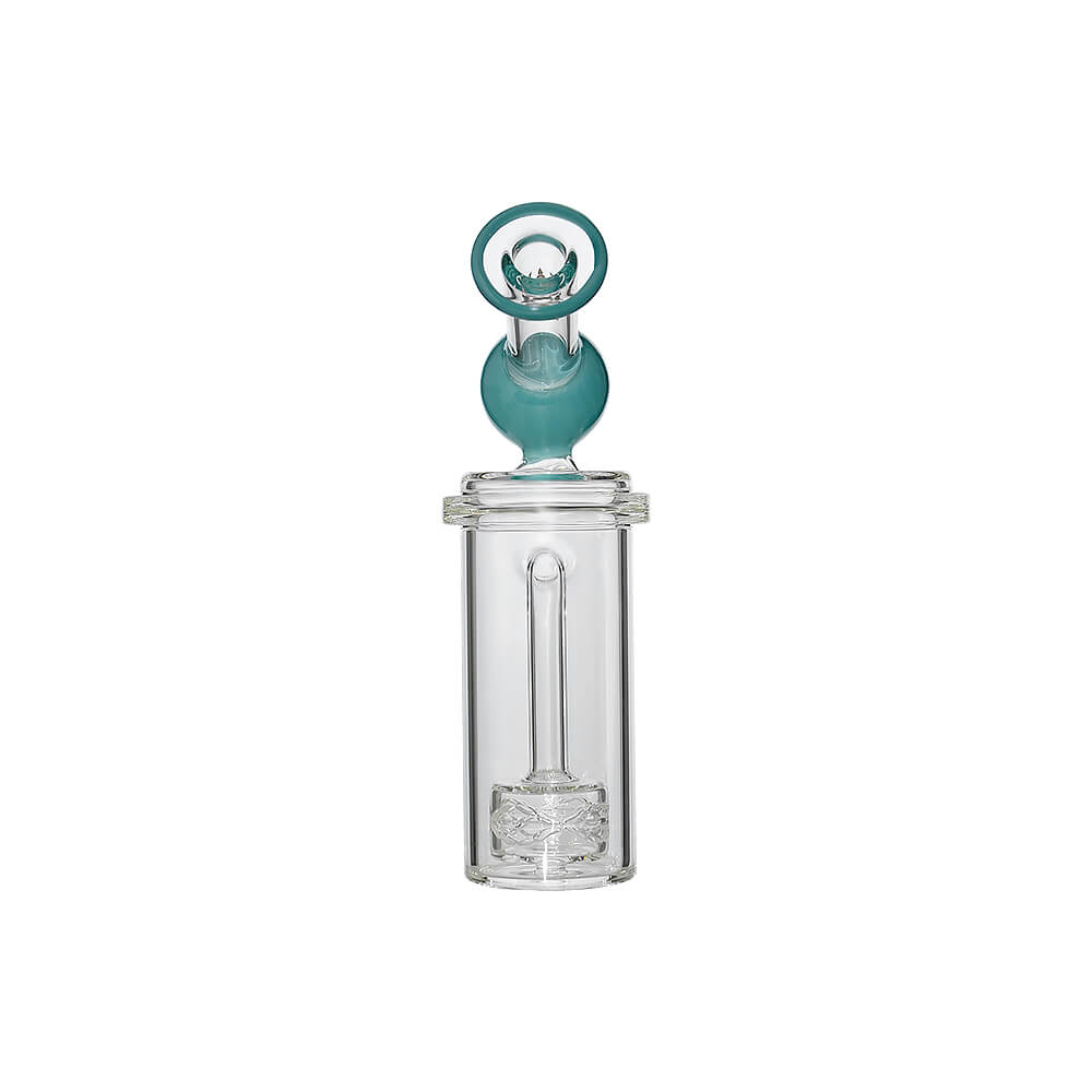 Calibear Curve Flow Sidecar glass attachment for Dr. Dabber Switch 2 featuring color-shifting Chameleon Pink glass and matrix percolator.