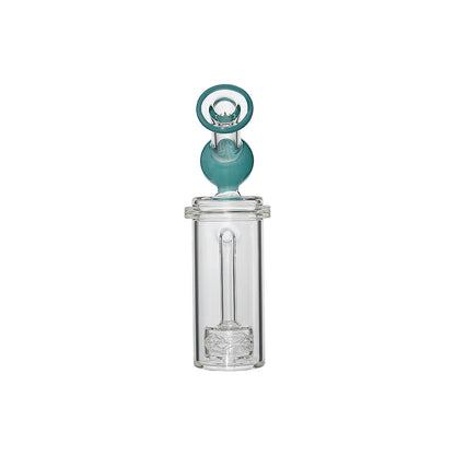 Calibear Curve Flow Sidecar glass attachment for Dr. Dabber Switch 2 featuring color-shifting Chameleon Pink glass and matrix percolator.
