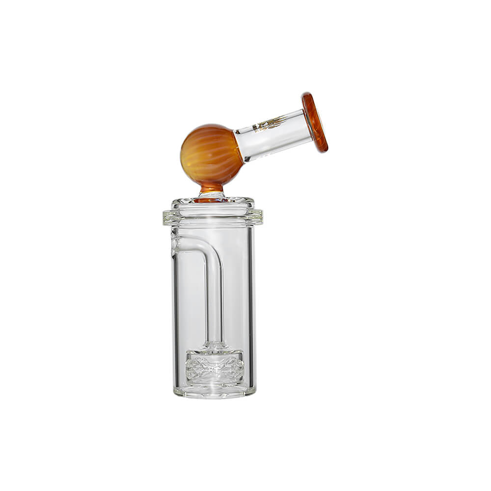 Calibear Curve Flow Sidecar glass attachment for Dr. Dabber Switch 2 featuring color-shifting Chameleon Pink glass and matrix percolator.