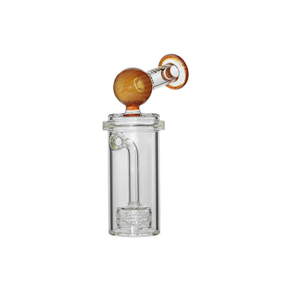 Calibear Curve Flow Sidecar glass attachment for Dr. Dabber Switch 2 featuring color-shifting Chameleon Pink glass and matrix percolator.