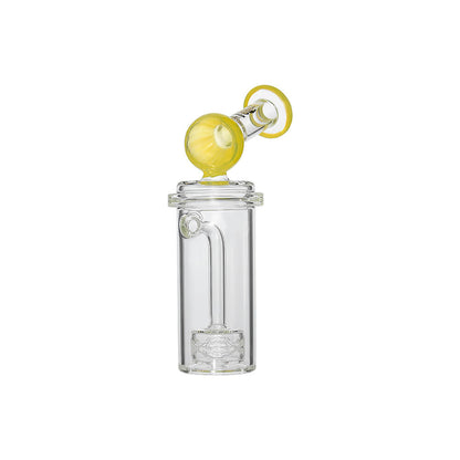 Calibear Curve Flow Sidecar glass attachment for Dr. Dabber Switch 2 featuring color-shifting Chameleon Pink glass and matrix percolator.
