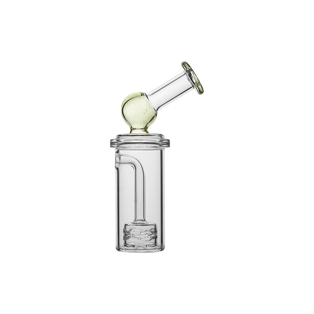 Calibear Curve Flow Sidecar glass attachment for Dr. Dabber Switch 2 featuring color-shifting Chameleon Pink glass and matrix percolator.