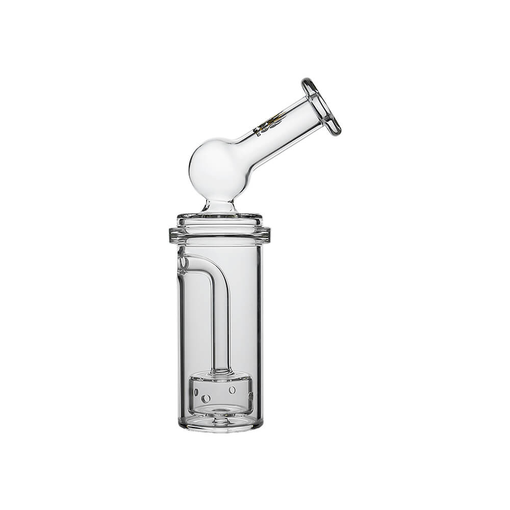 Calibear Curve Flow Sidecar glass attachment for Dr. Dabber Switch 2 featuring color-shifting Chameleon Pink glass and matrix percolator.