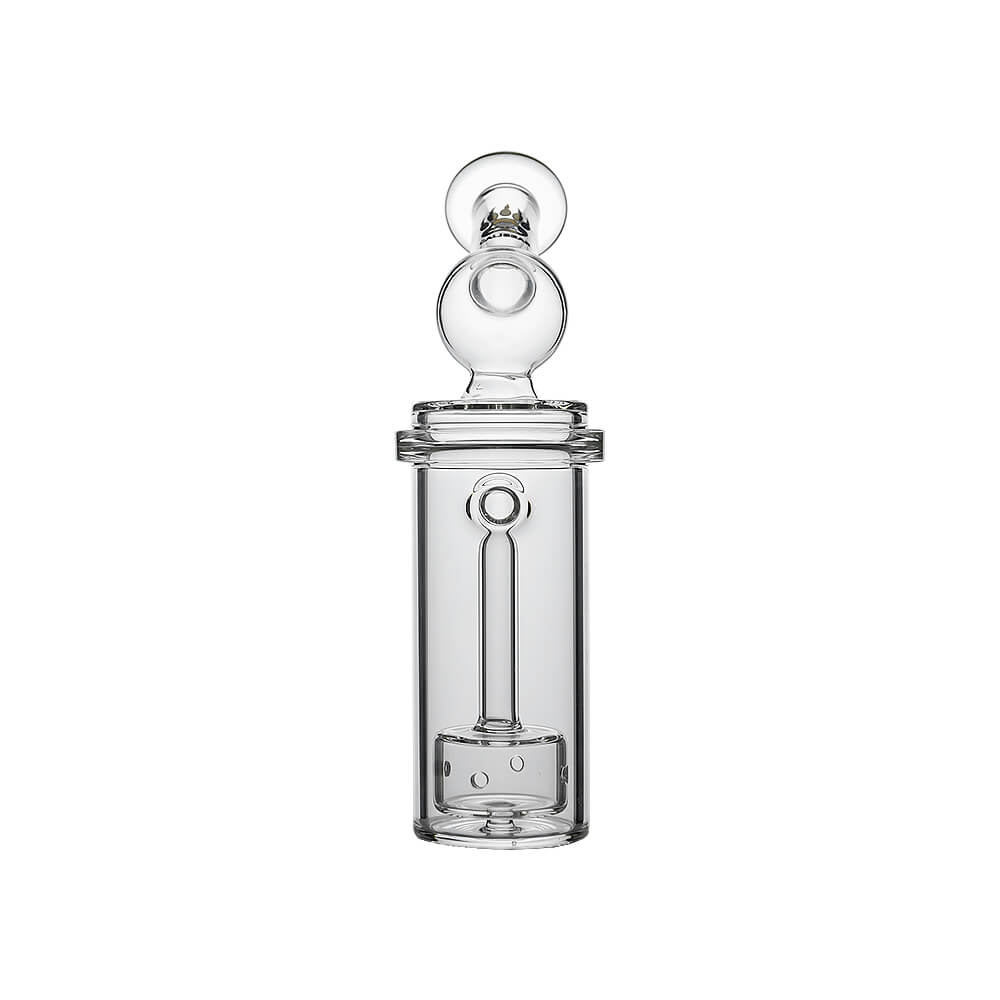 Calibear Curve Flow Sidecar glass attachment for Dr. Dabber Switch 2 featuring color-shifting Chameleon Pink glass and matrix percolator.