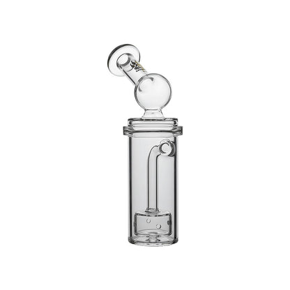 Calibear Curve Flow Sidecar glass attachment for Dr. Dabber Switch 2 featuring color-shifting Chameleon Pink glass and matrix percolator.