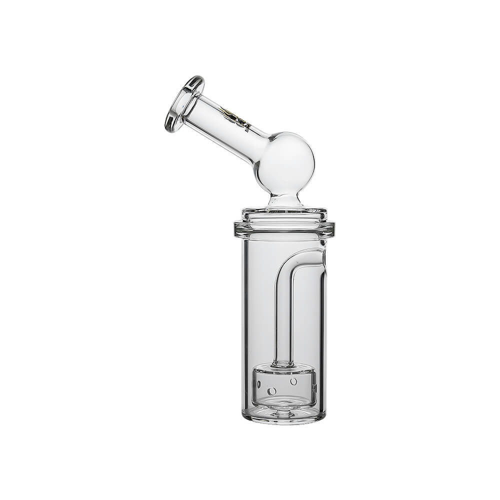Calibear Curve Flow Sidecar glass attachment for Dr. Dabber Switch 2 featuring color-shifting Chameleon Pink glass and matrix percolator.