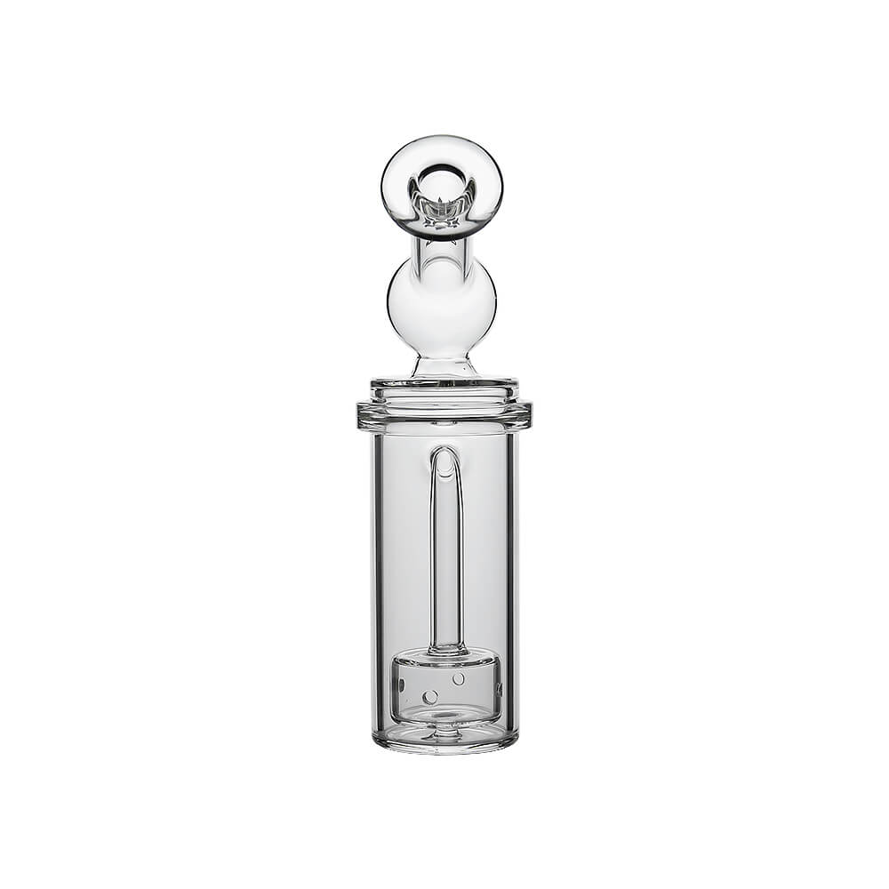 Calibear Curve Flow Sidecar glass attachment for Dr. Dabber Switch 2 featuring color-shifting Chameleon Pink glass and matrix percolator.