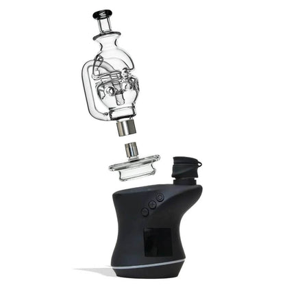 CaliBear Glass Converter with stainless steel threading for connecting Nectar Collector tips to Focus V Carta glass attachment.
