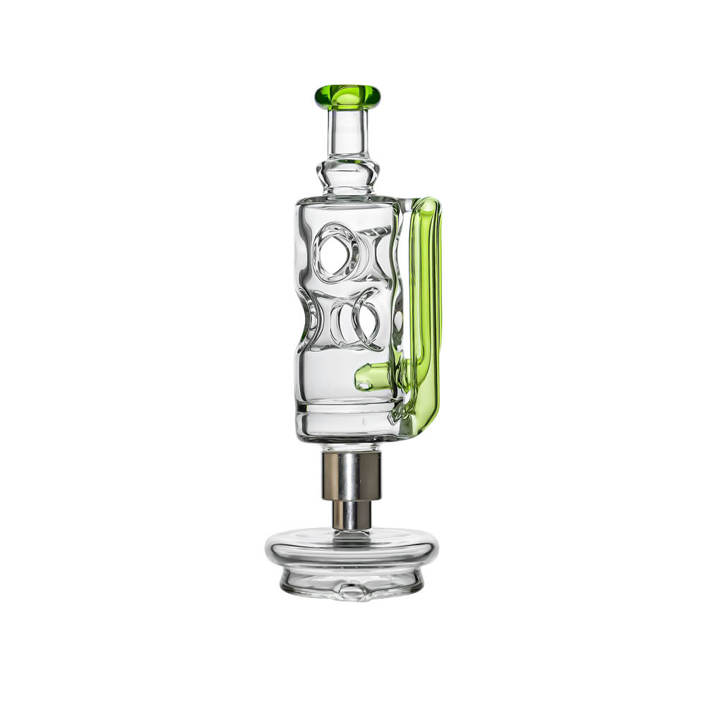 CaliBear Glass Converter with stainless steel threading for connecting Nectar Collector tips to Puffco Peak glass attachments.