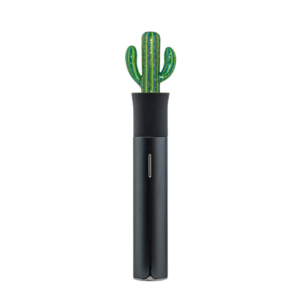 CaliBear Dichro Cactus glitter glass attachment for Puffco Pivot, featuring green and rainbow sparkle dichroic glass options.