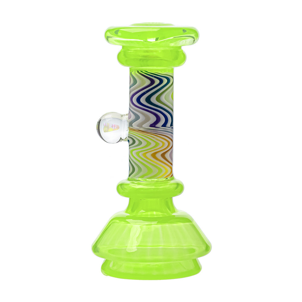 Six colorful CaliBear Wigwag dry top attachments for Focus V Carta featuring intricate swirling patterns and encased opals on a white background.