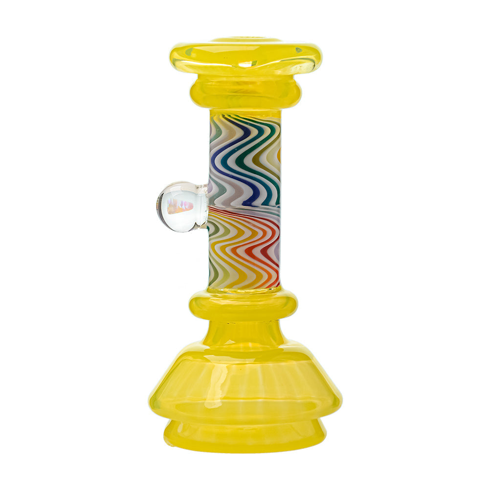 Six colorful CaliBear Wigwag dry top attachments for Focus V Carta featuring intricate swirling patterns and encased opals on a white background.