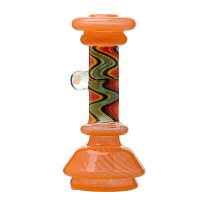 Six colorful CaliBear Wigwag dry top attachments for Focus V Carta featuring intricate swirling patterns and encased opals on a white background.