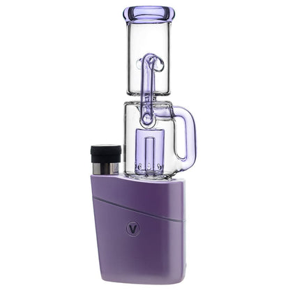 Calibear Recycler glass attachment in five colorways, including one blue unit mounted on a Focus V Carta e-rig base and four standalone clear, purple, smoky, and green units.