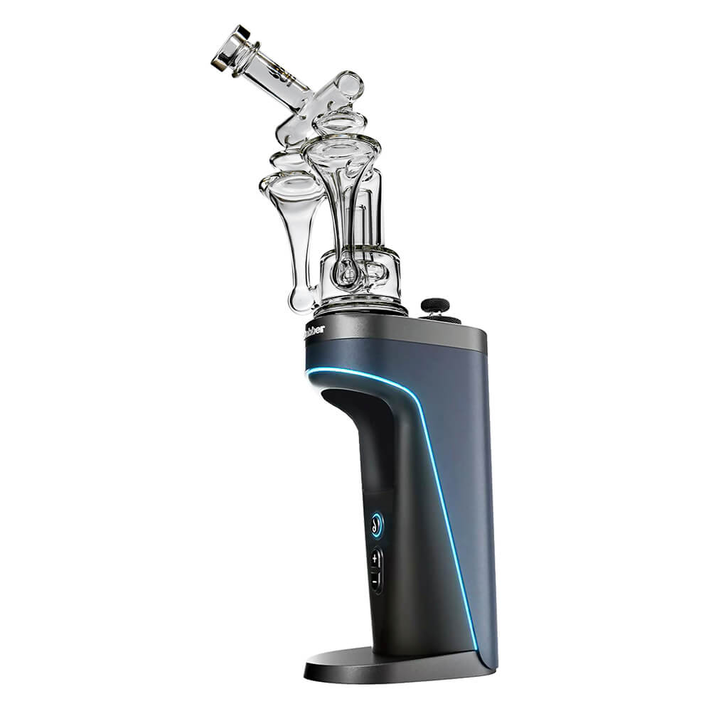 Calibear Duo RBR Recycler glass attachment fitted on Dr. Dabber Switch 2 showing dual chamber recycler function
