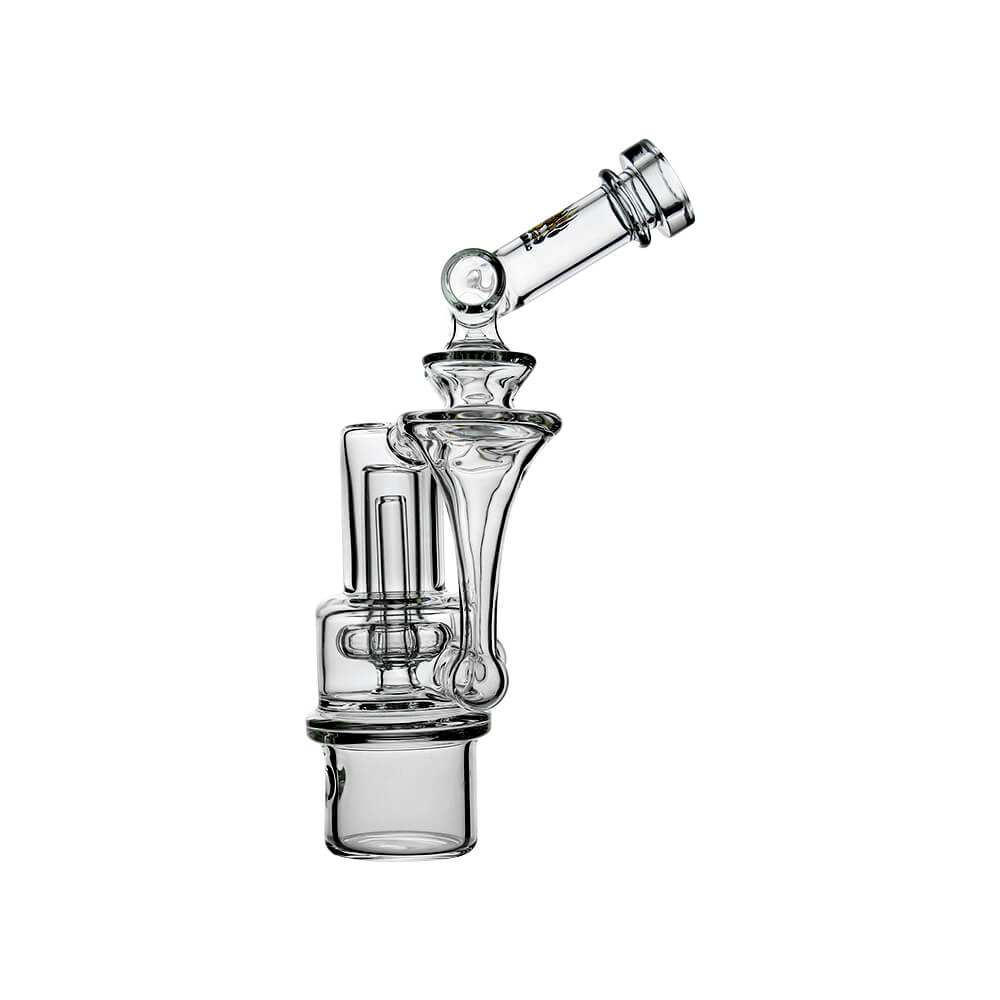 Calibear Duo RBR Recycler glass attachment fitted on Dr. Dabber Switch 2 showing dual chamber recycler function