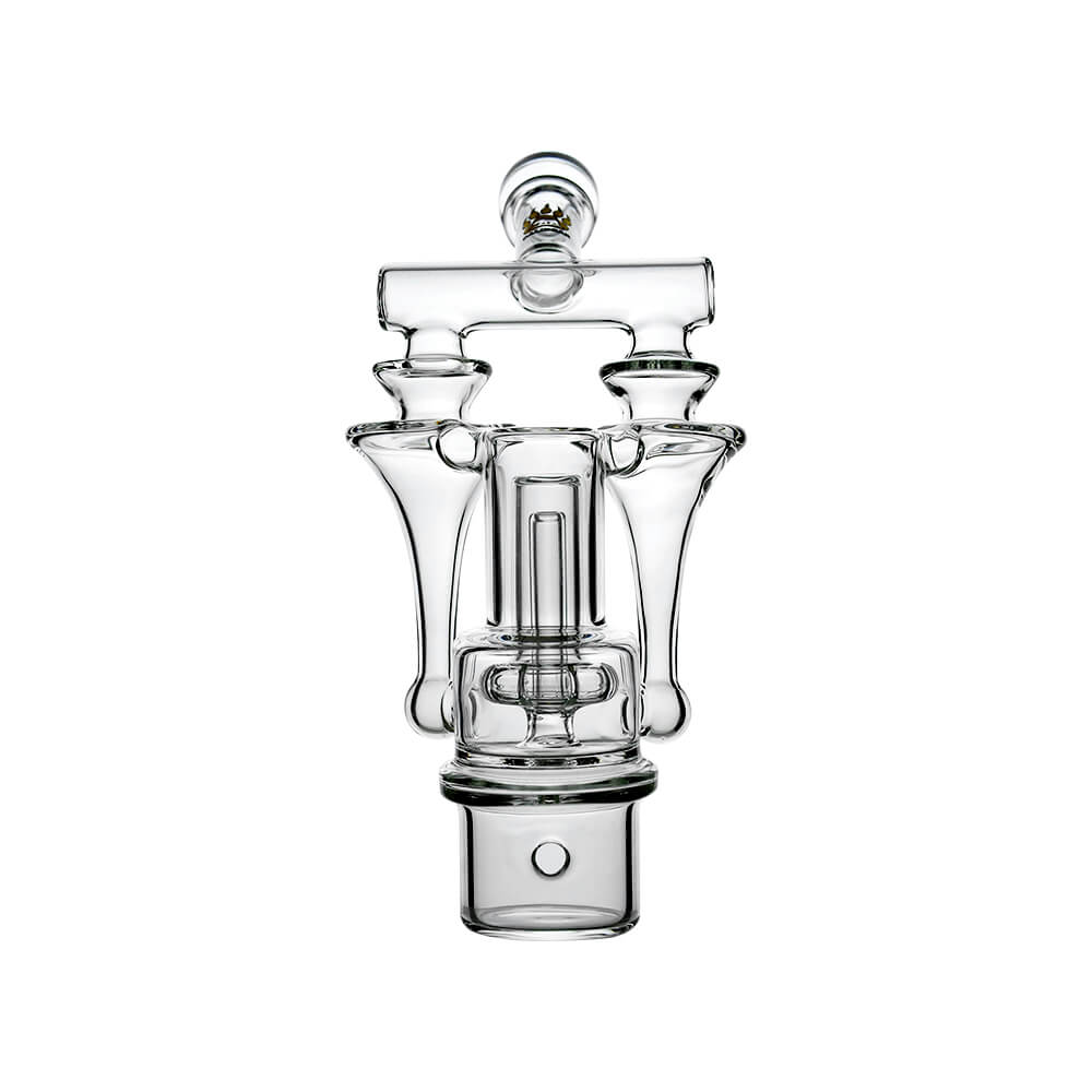 Calibear Duo RBR Recycler glass attachment fitted on Dr. Dabber Switch 2 showing dual chamber recycler function