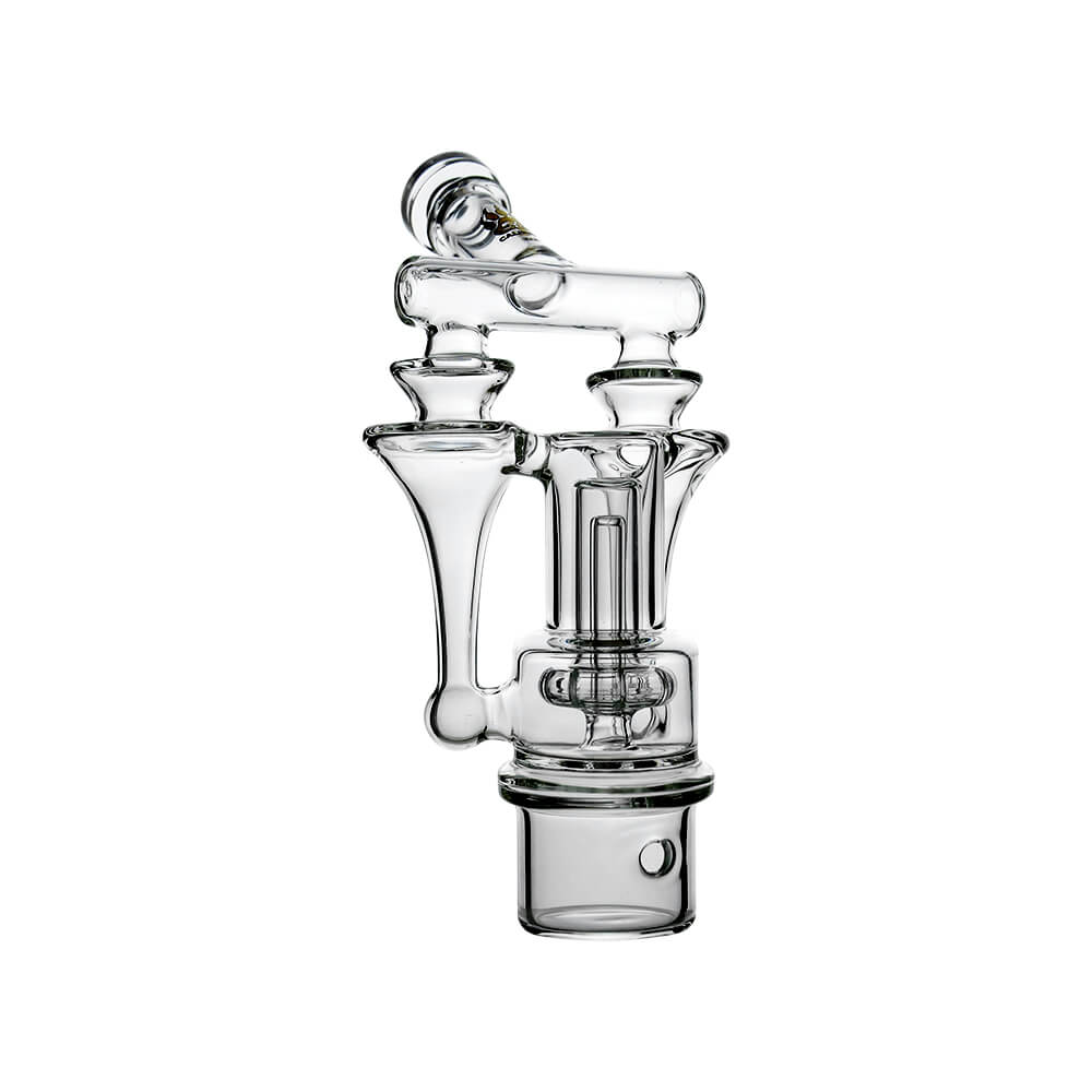 Calibear Duo RBR Recycler glass attachment fitted on Dr. Dabber Switch 2 showing dual chamber recycler function