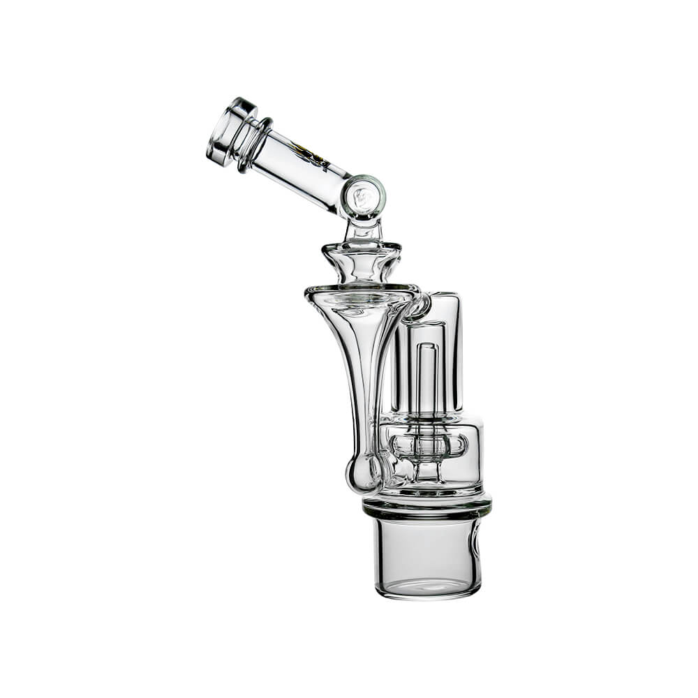 Calibear Duo RBR Recycler glass attachment fitted on Dr. Dabber Switch 2 showing dual chamber recycler function