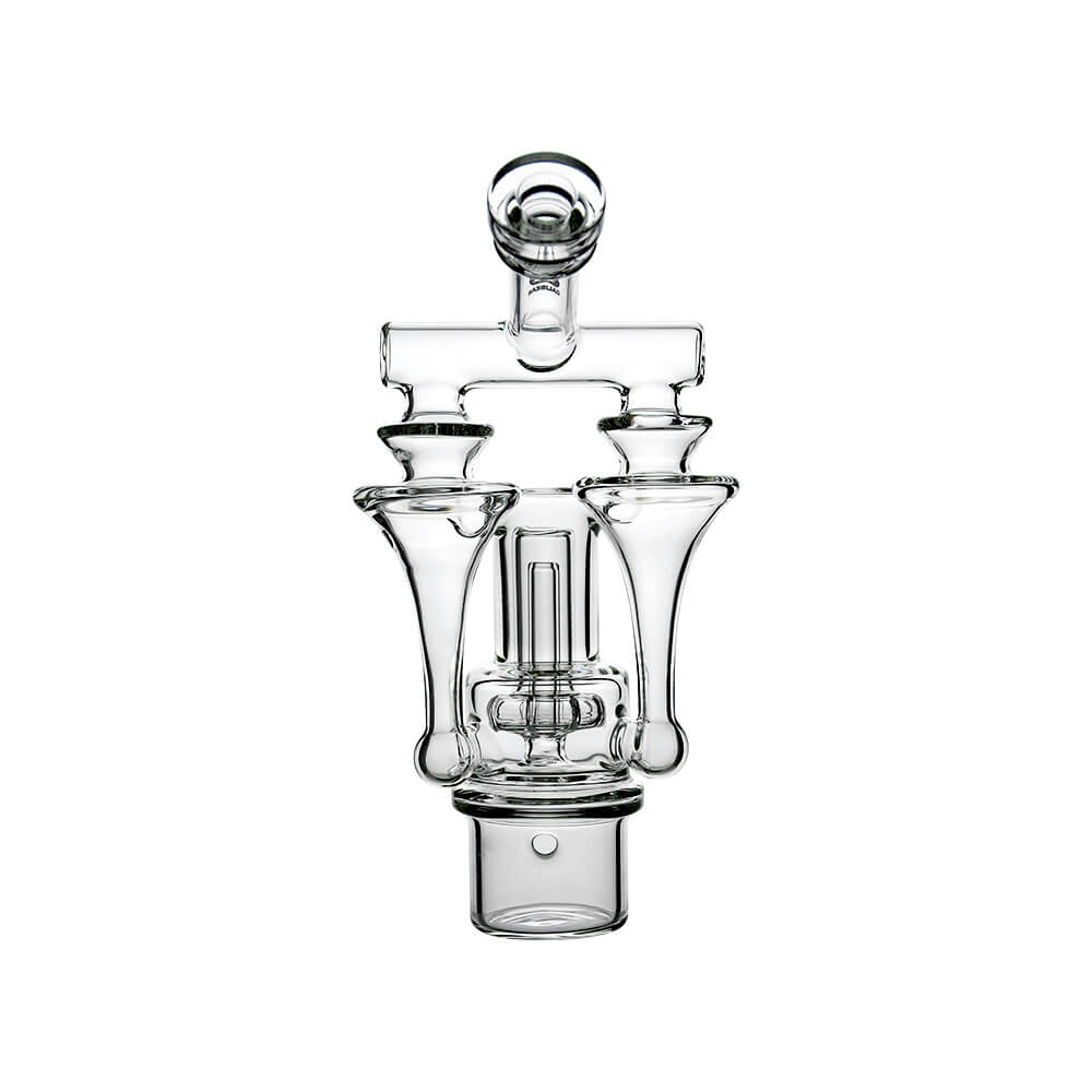 Calibear Duo RBR Recycler glass attachment fitted on Dr. Dabber Switch 2 showing dual chamber recycler function