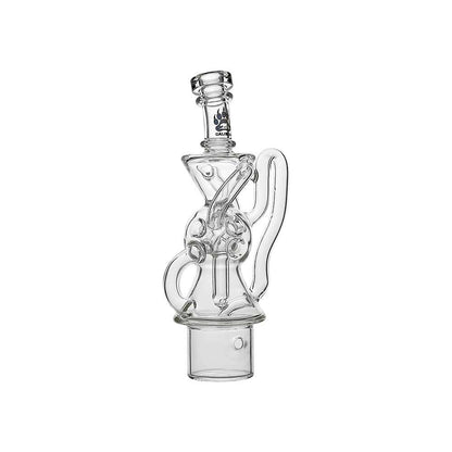 Calibear FTK Recycler glass attachment for Dr. Dabber Switch 2 with Fab Torus Klein spiral recycler design and Calibear logo.