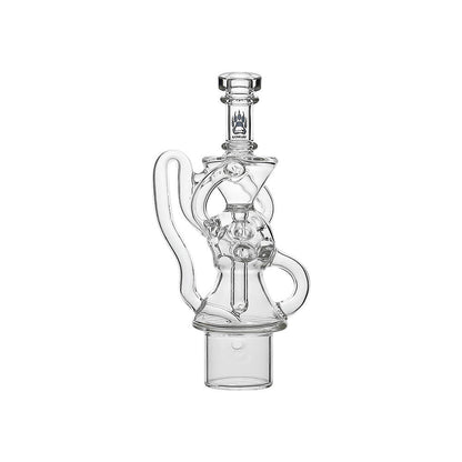 Calibear FTK Recycler glass attachment for Dr. Dabber Switch 2 with Fab Torus Klein spiral recycler design and Calibear logo.