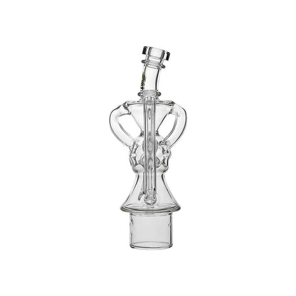 Calibear FTK Recycler glass attachment for Dr. Dabber Switch 2 with Fab Torus Klein spiral recycler design and Calibear logo.