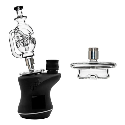 CaliBear Glass Converter with stainless steel threading for connecting Nectar Collector tips to Focus V Carta glass attachment.