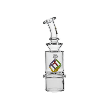 Calibear Spinning Cube Dry Top glass attachment for Dr. Dabber Switch 2 featuring a colorful internal spinning cube and clear borosilicate glass body.